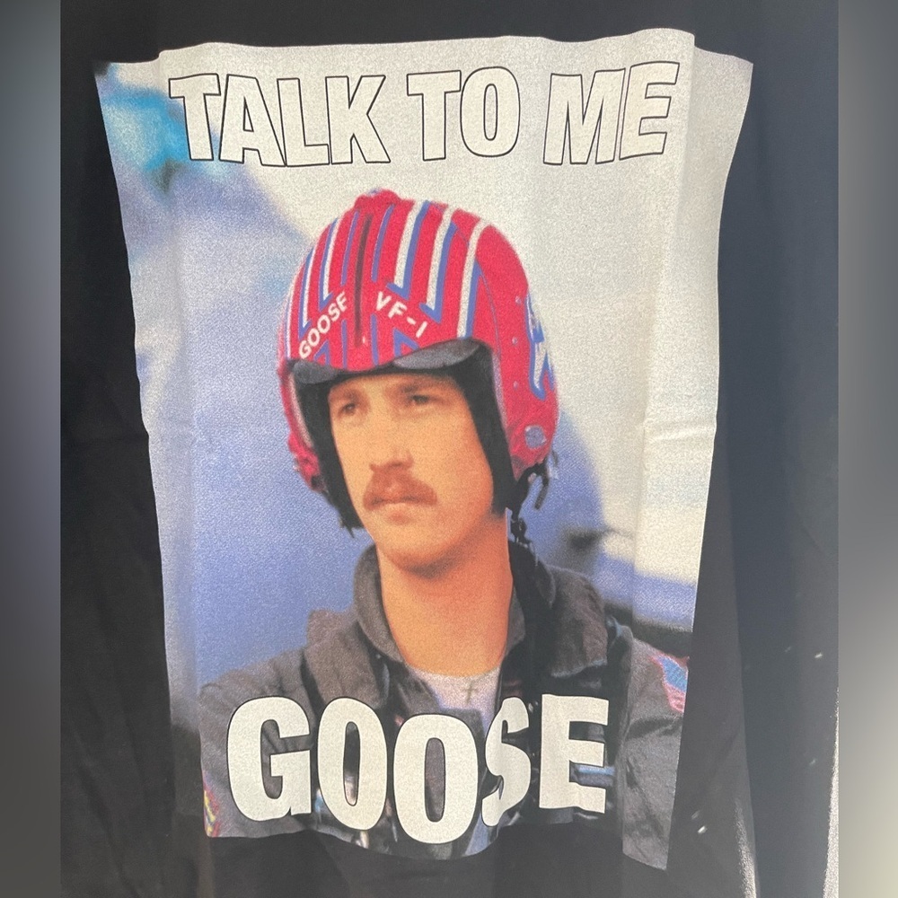 Black Graphic T-Shirt with Talk to Me Goose Print - Picture 2 of 3